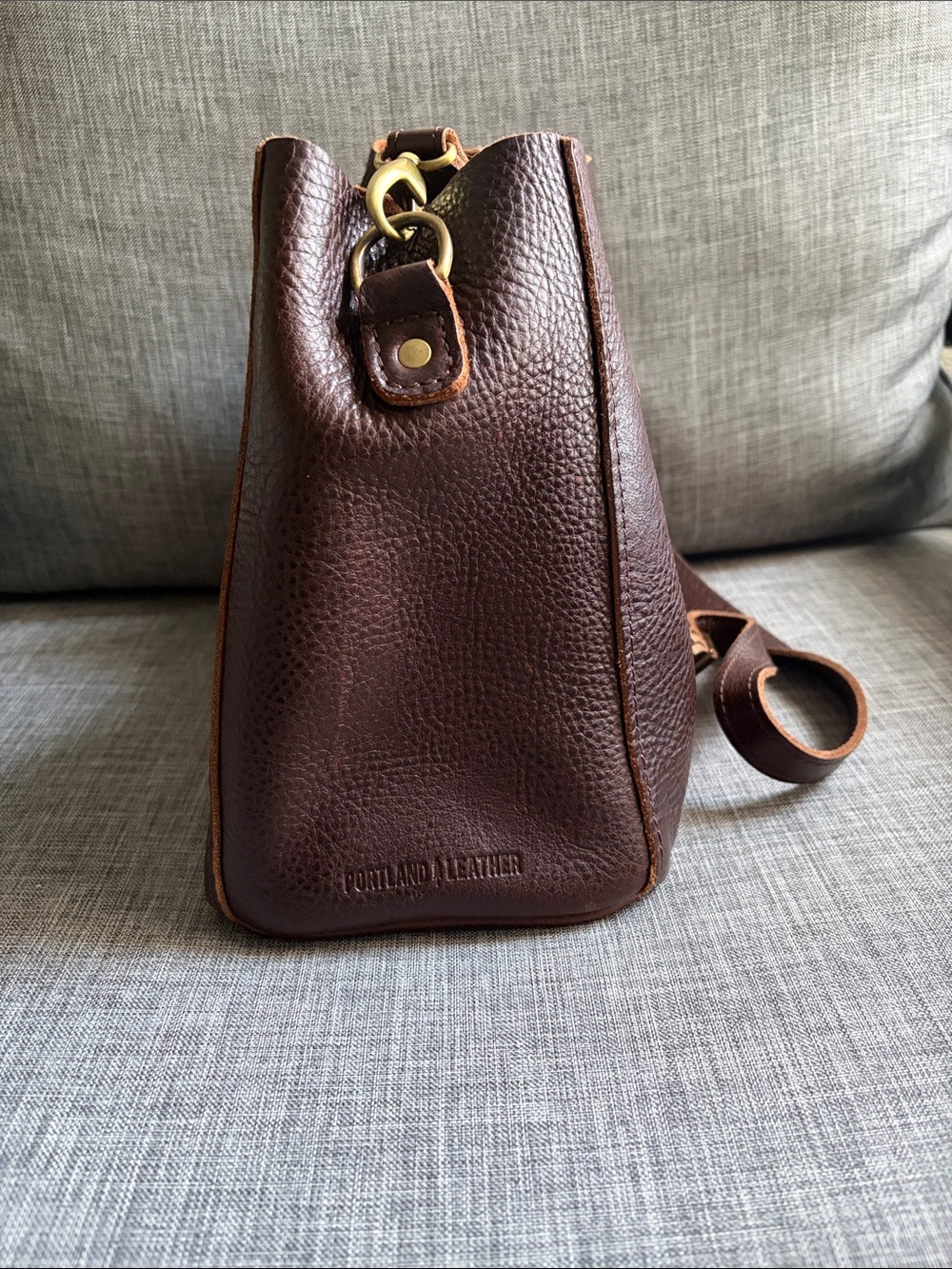 Portland Leather Butterfly Crossbody Bag In Coldbrew - Picture 2 of 4